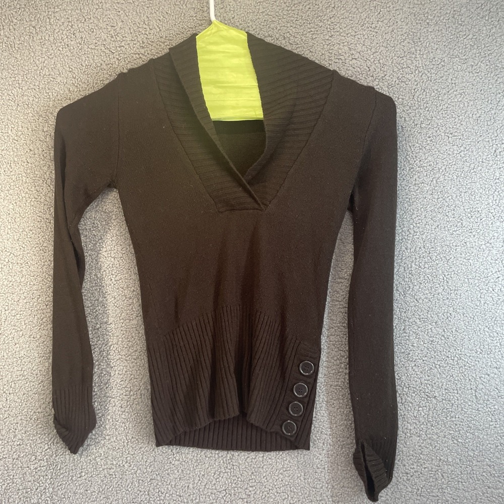 DEREK HEART  Long Sleeve V-Neck‎ Sweater Women's Large Burgundy Comfortable